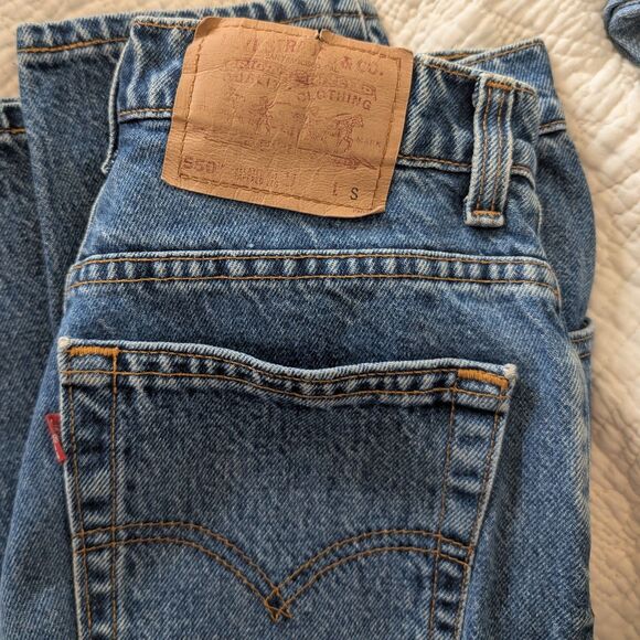 Vintage 90s Levi's 550 Denim Tapered Leg Mom Jeans Relaxed Fit Dark Wash Jrs 9 - Picture 6 of 9